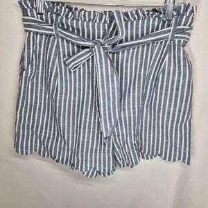 Blu Pepper High Waist Blue and White Striped Shorts